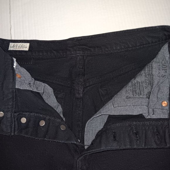 LEVI'S 501 SKINNY BUTTON FLY BLACK JEANS - Picture 5 of 14